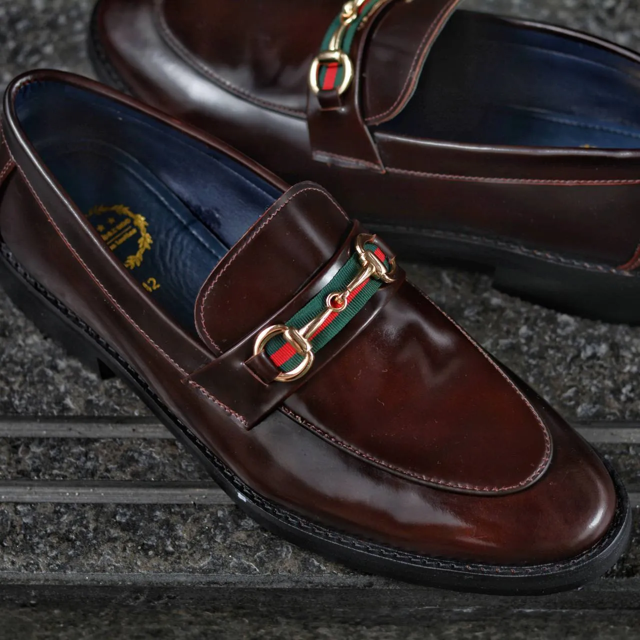 702-1 Horsebit Loafer Burgundy - Black Rubber Sole