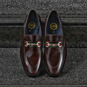 702-1 Horsebit Loafer Burgundy - Black Rubber Sole