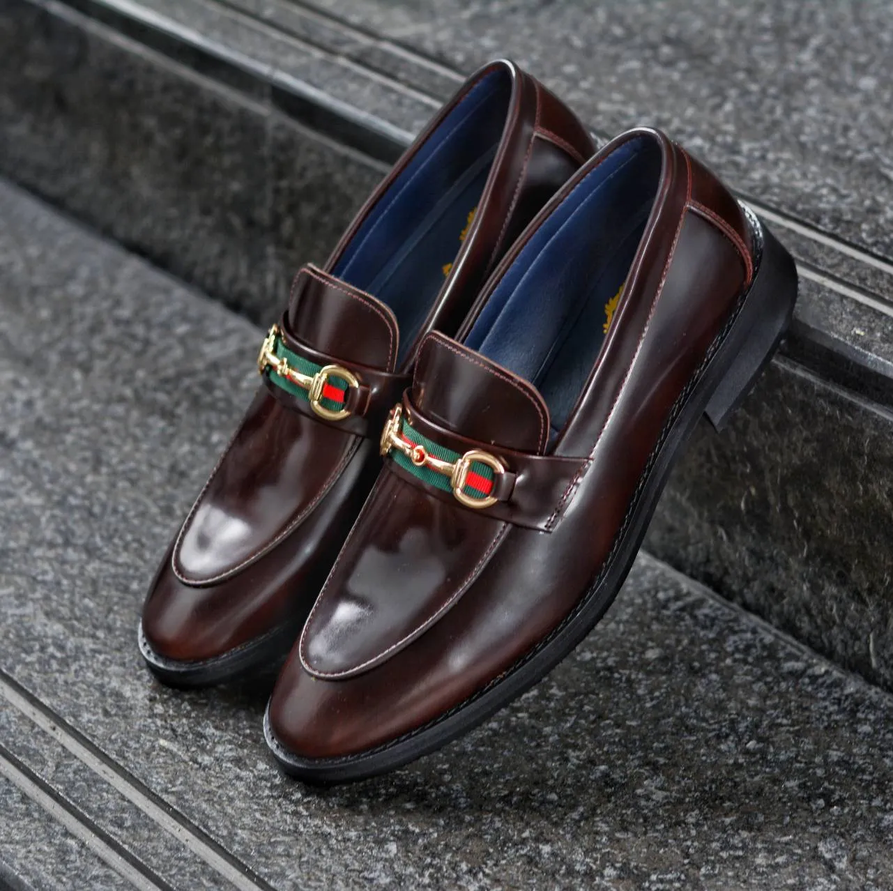 702-1 Horsebit Loafer Burgundy - Black Rubber Sole