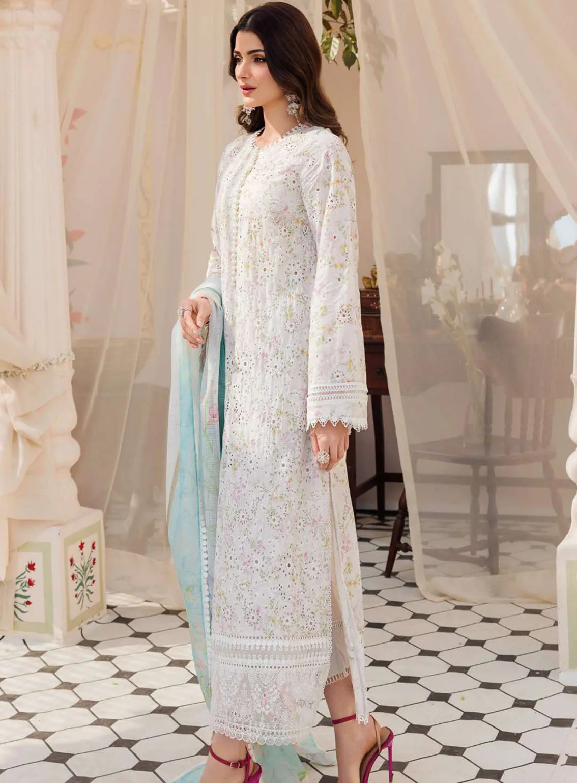 Amal By Motifz Digital Embroidered Lawn 3 Piece Unstitched Suit MT24A 4622-OPHELIA