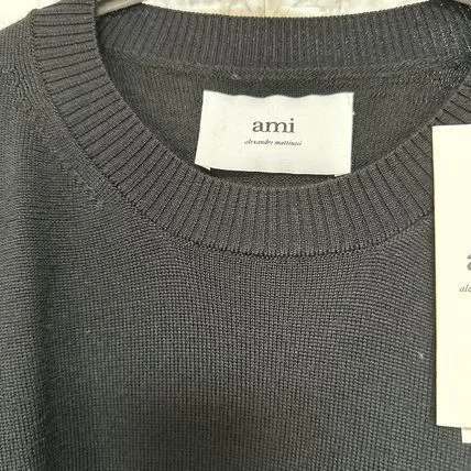 AMI PARIS  |Unisex Wool Long Sleeves Logo V-neck & Crew neck