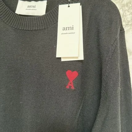 AMI PARIS  |Unisex Wool Long Sleeves Logo V-neck & Crew neck