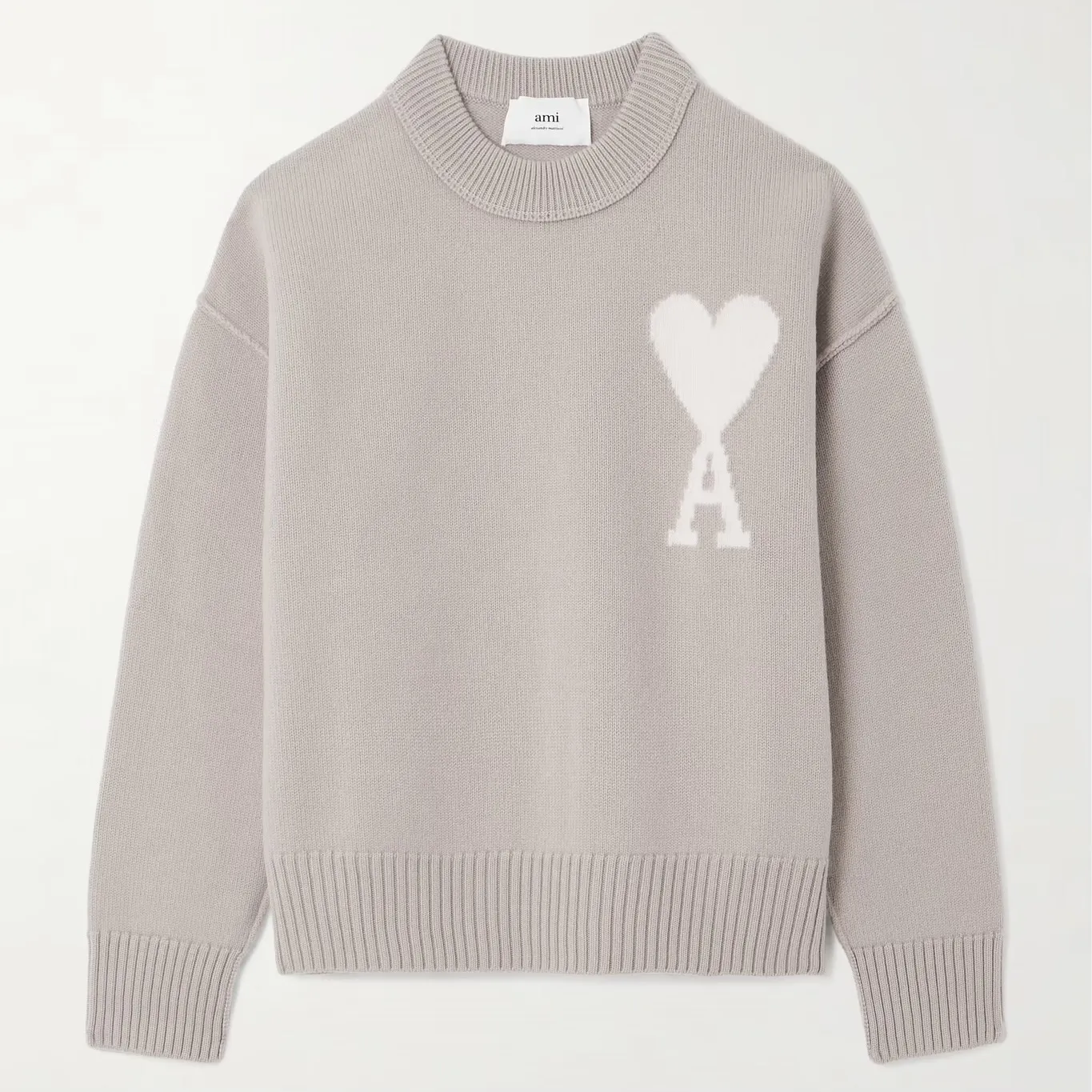 AMI PARIS  |Wool Long Sleeves Plain Logo V-neck & Crew neck