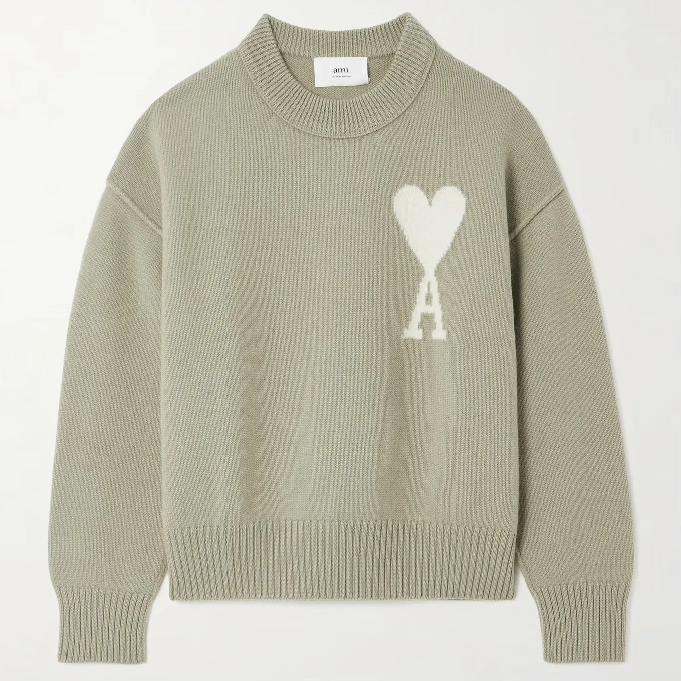 AMI PARIS  |Wool Long Sleeves Plain Logo V-neck & Crew neck