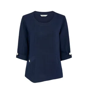 Asymmetric Hem Top -  French Navy