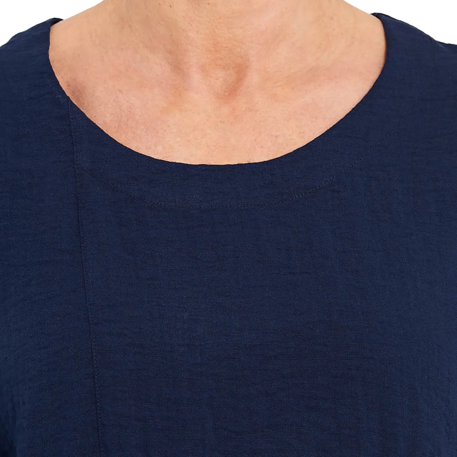 Asymmetric Hem Top -  French Navy