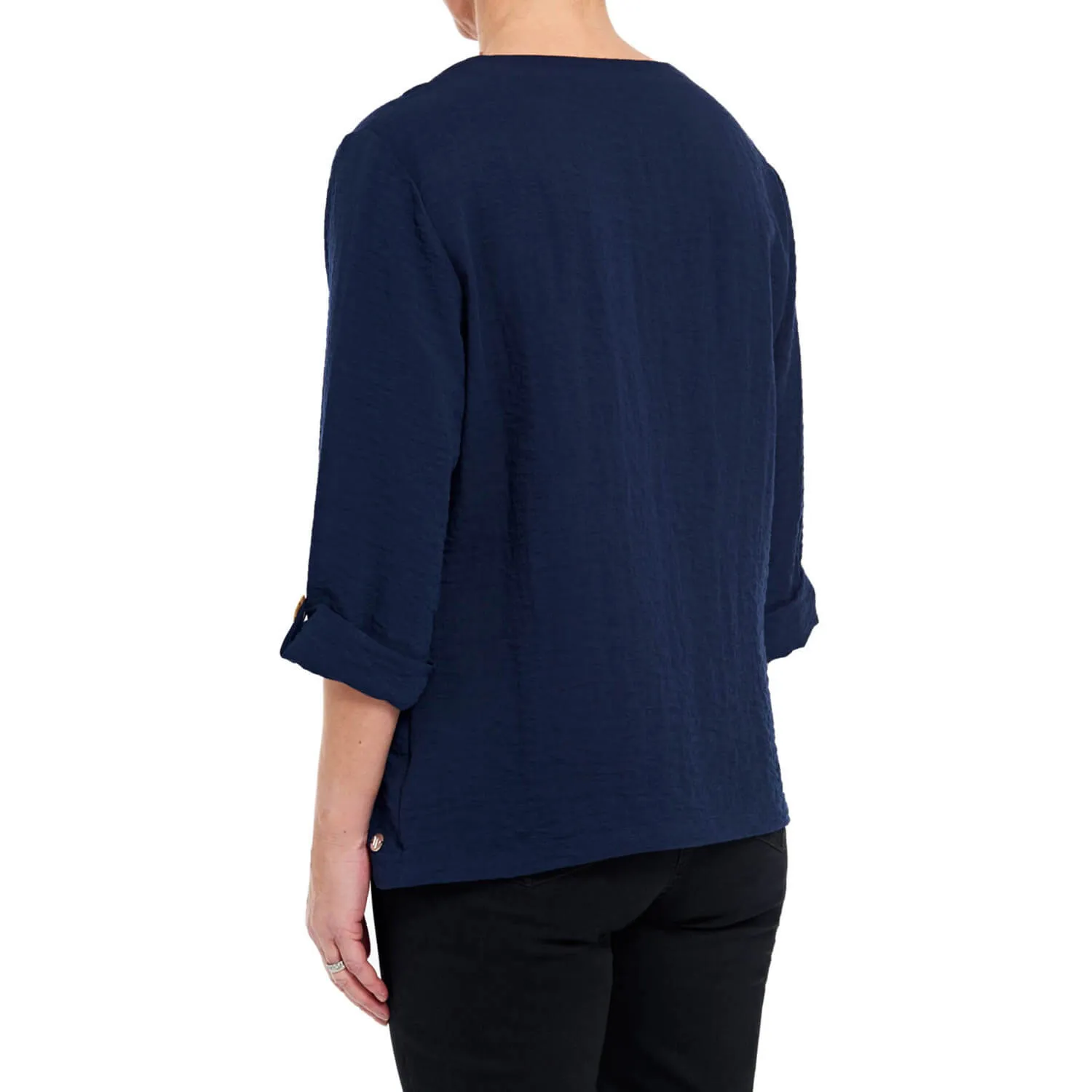 Asymmetric Hem Top -  French Navy