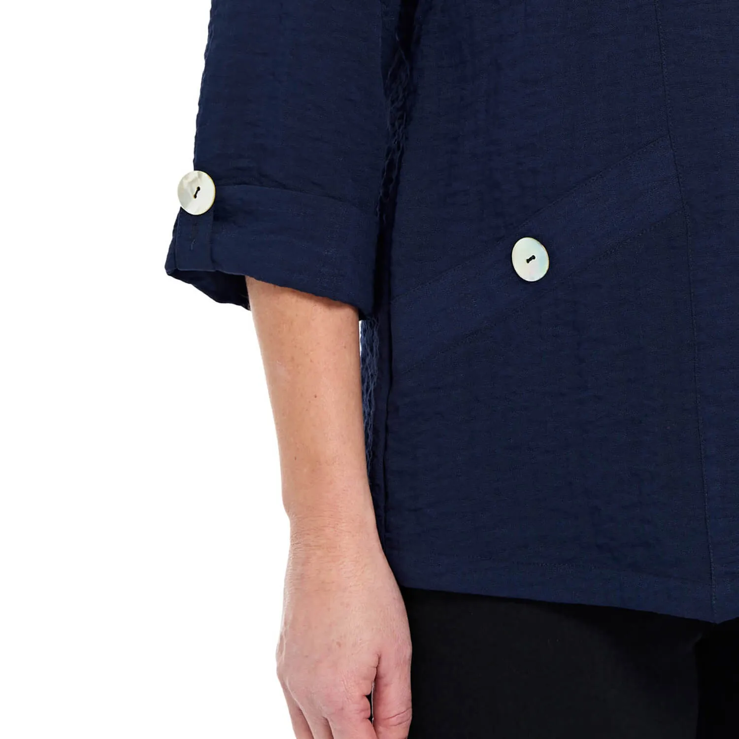 Asymmetric Hem Top -  French Navy