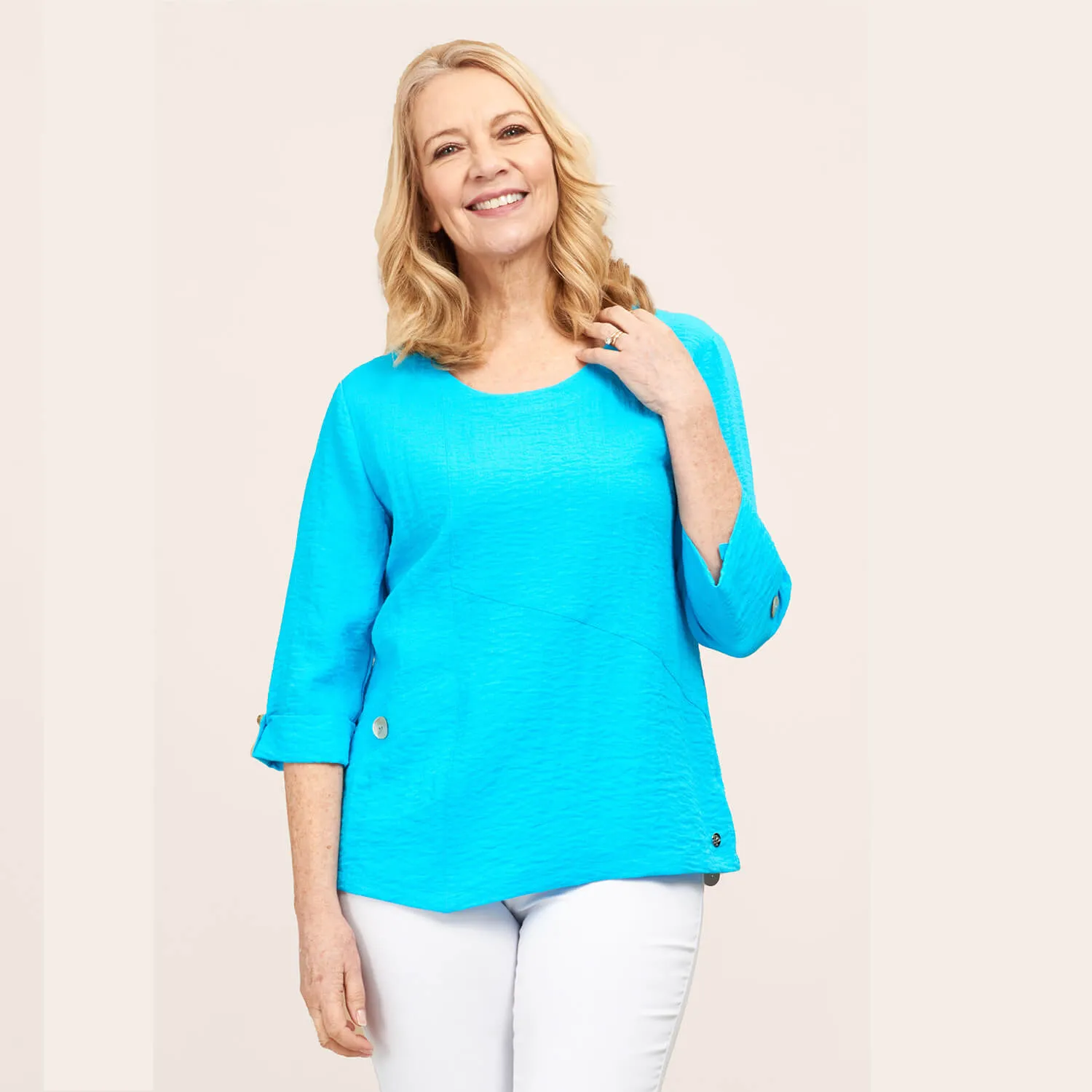 Asymmetric Hem Top - Lagoon