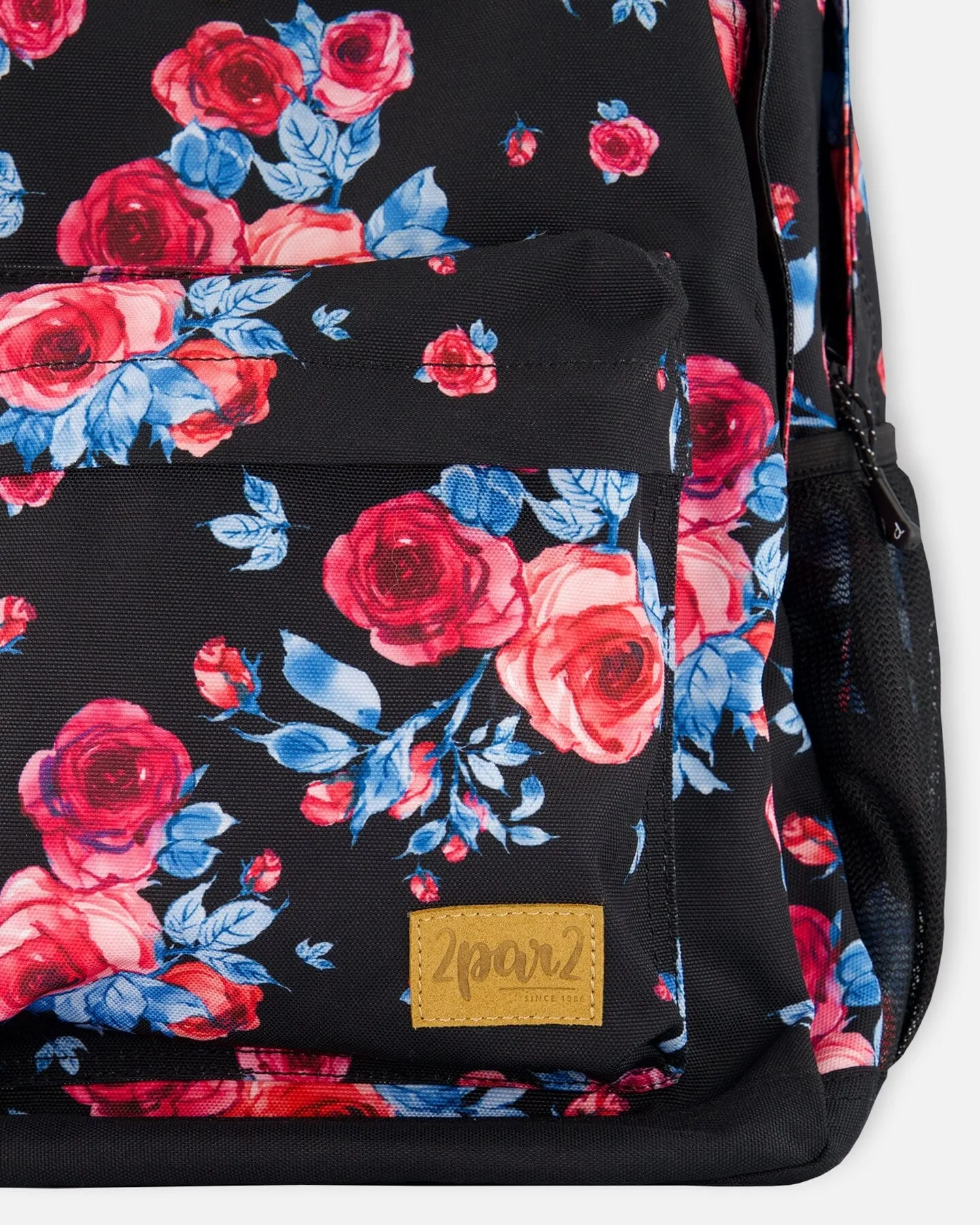 Backpack Black Printed Roses