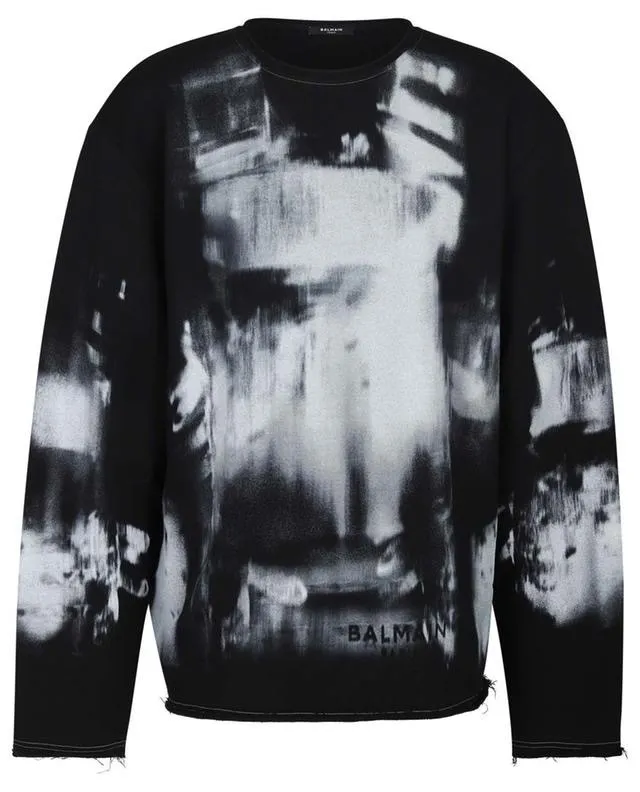 BALMAIN  |Crew Neck Camouflage Long Sleeves Cotton Logo Luxury