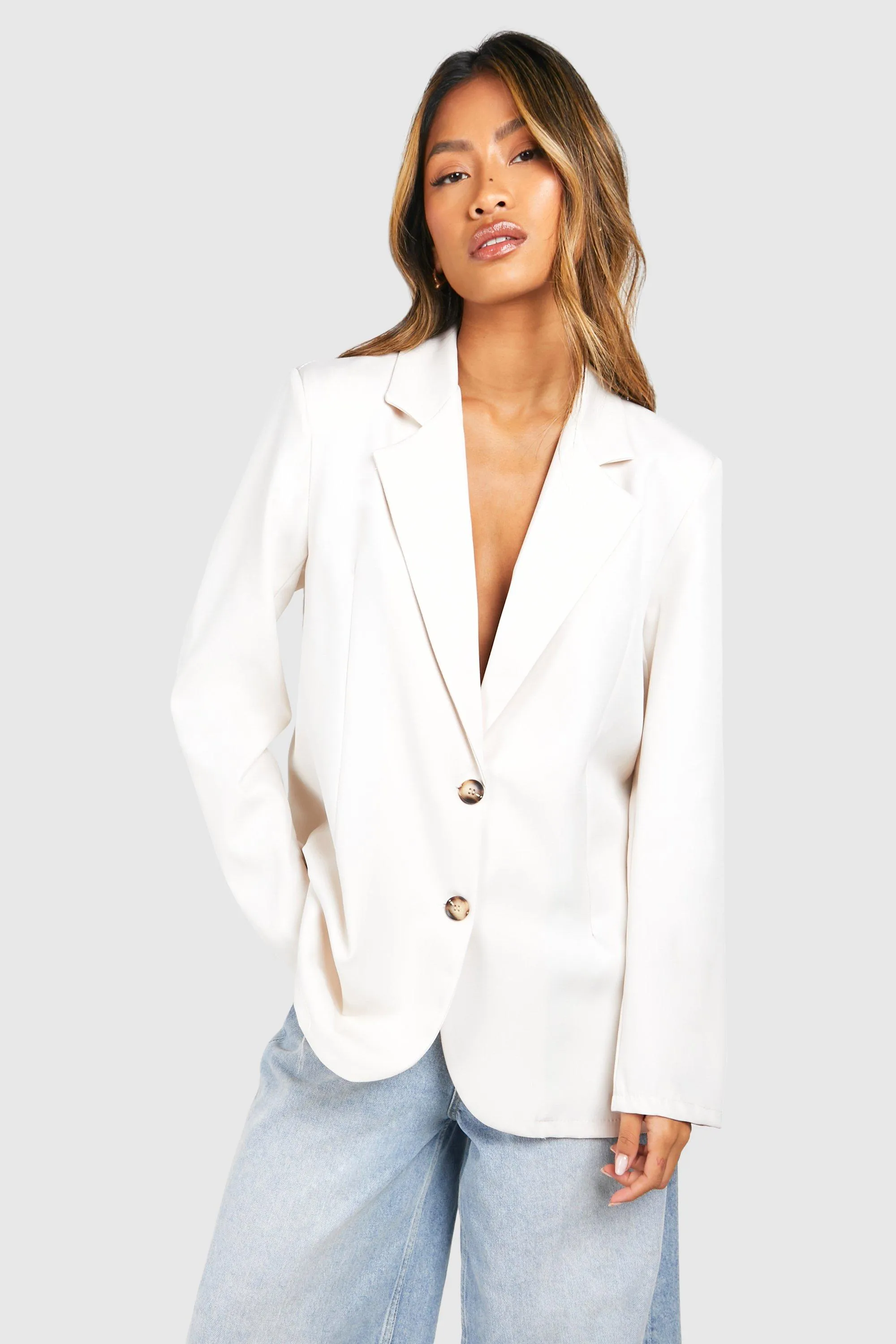 Basic Double Button Single Breasted Oversized Blazer