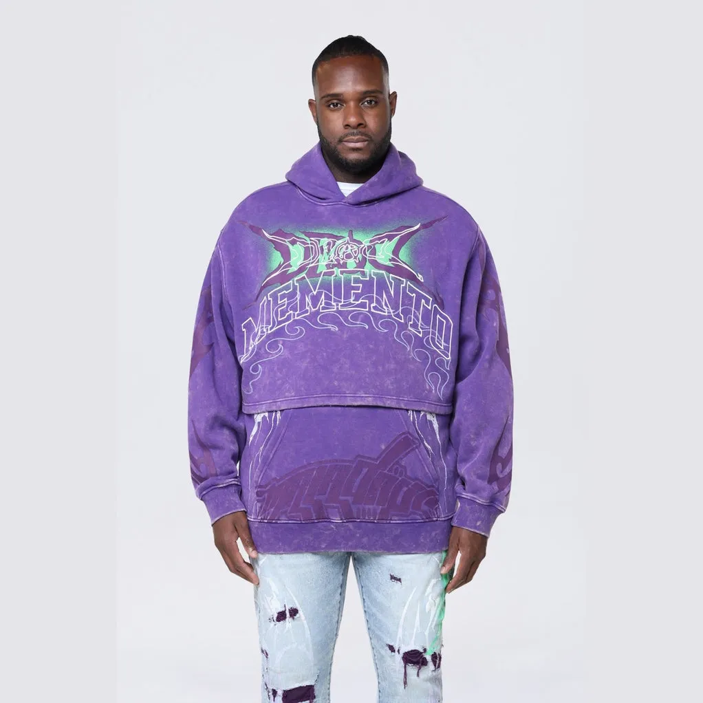 Big and Tall - Dropped Shoulder 2-Fer Dystopian Hoodie - Prism Violet