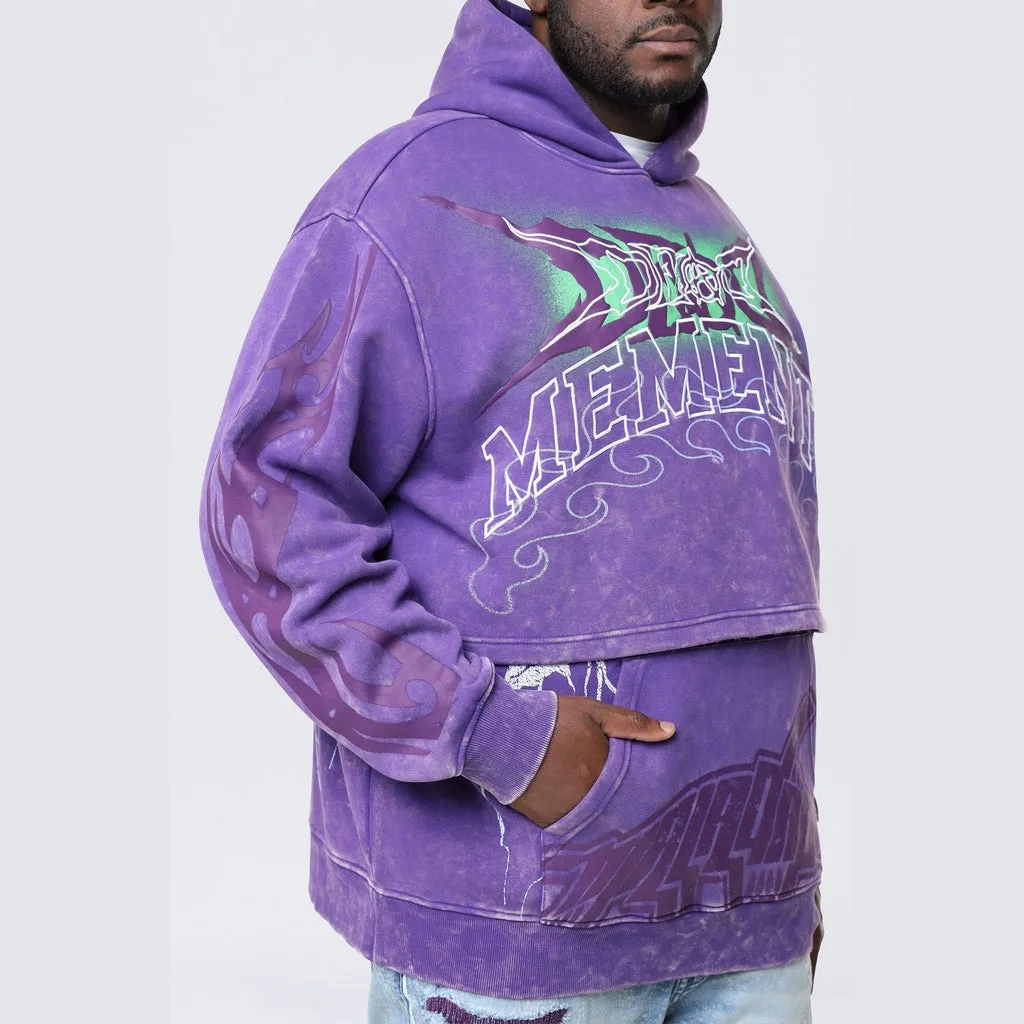 Big and Tall - Dropped Shoulder 2-Fer Dystopian Hoodie - Prism Violet