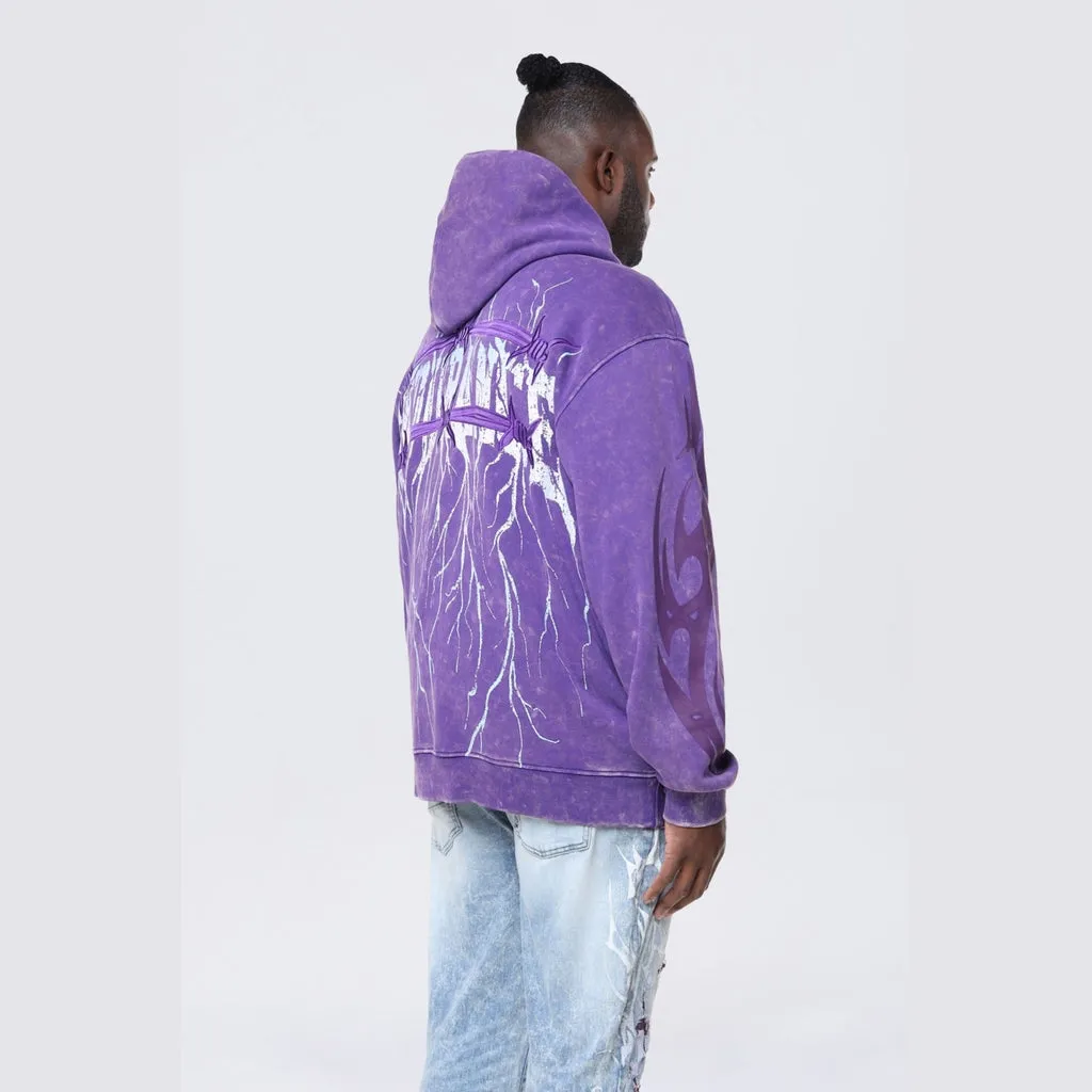 Big and Tall - Dropped Shoulder 2-Fer Dystopian Hoodie - Prism Violet