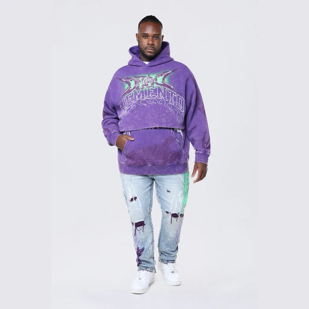 Big and Tall - Dropped Shoulder 2-Fer Dystopian Hoodie - Prism Violet