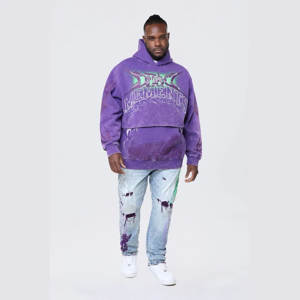 Big and Tall - Dropped Shoulder 2-Fer Dystopian Hoodie - Prism Violet