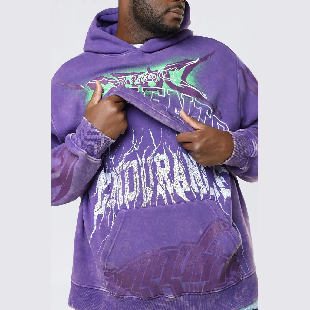 Big and Tall - Dropped Shoulder 2-Fer Dystopian Hoodie - Prism Violet