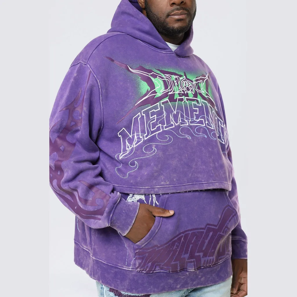 Big and Tall - Dropped Shoulder 2-Fer Dystopian Hoodie - Prism Violet