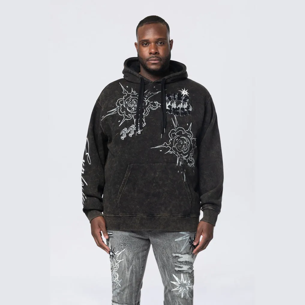 Big and Tall - Rhinestone Dystopia Hoodie - Black