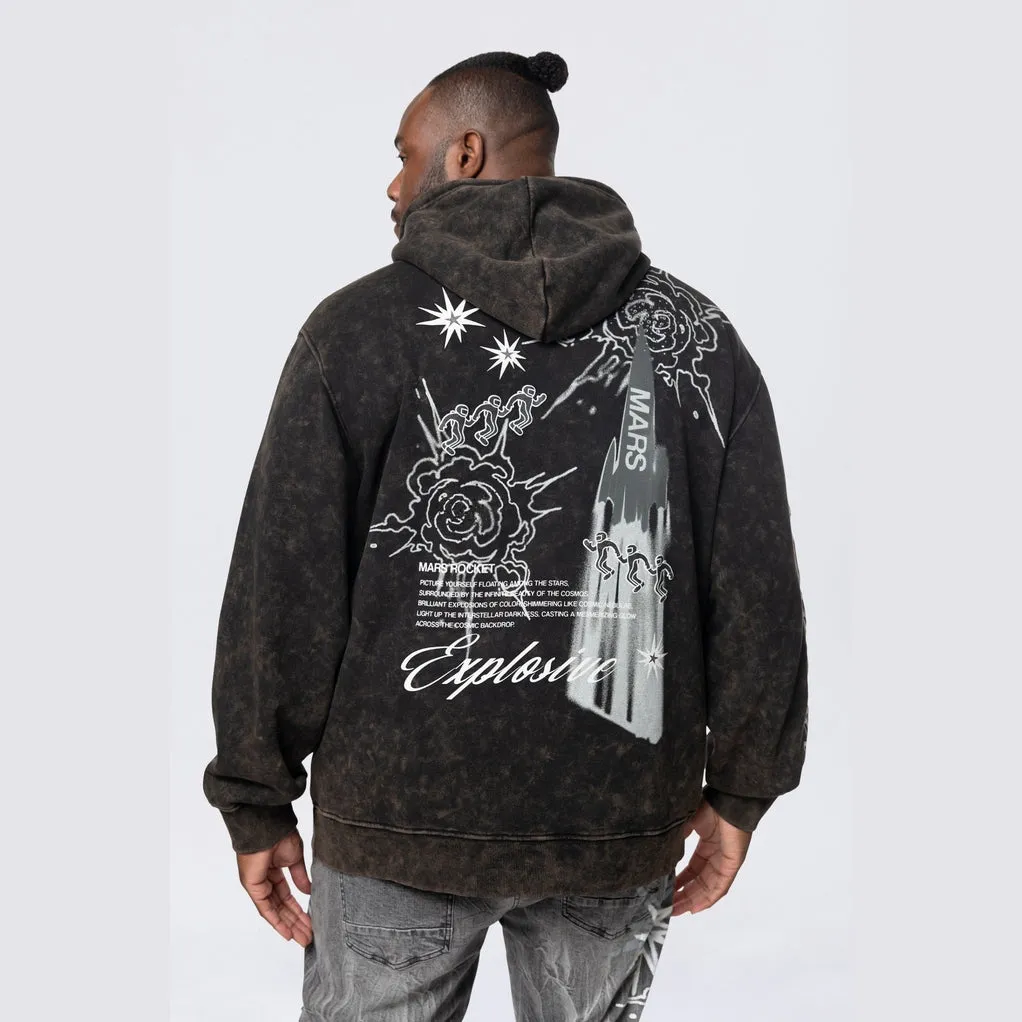 Big and Tall - Rhinestone Dystopia Hoodie - Black