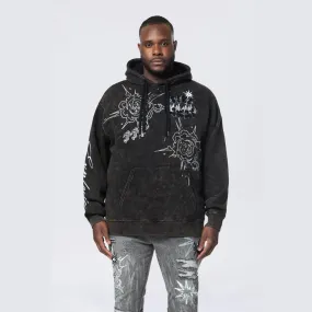 Big and Tall - Rhinestone Dystopia Hoodie - Black