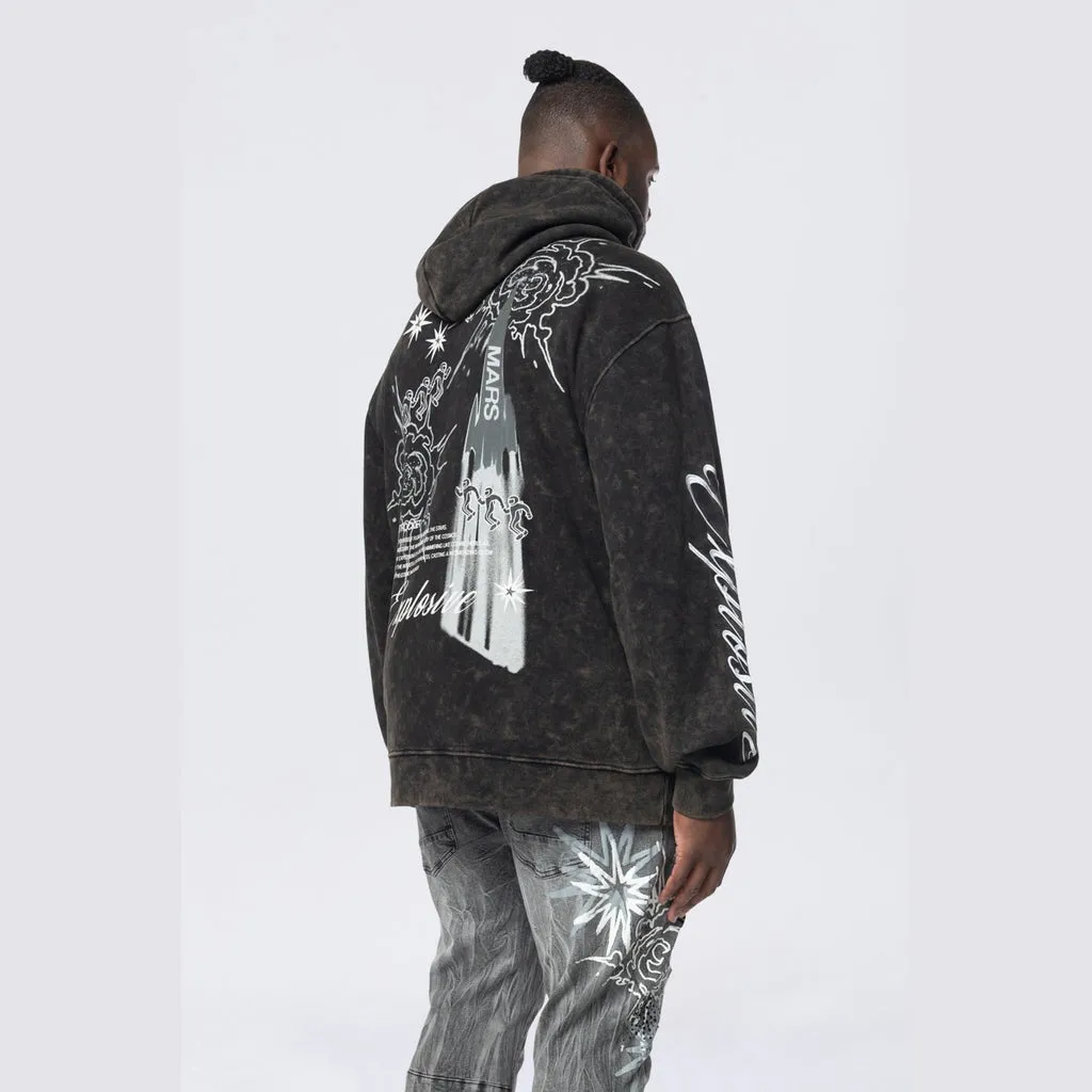 Big and Tall - Rhinestone Dystopia Hoodie - Black