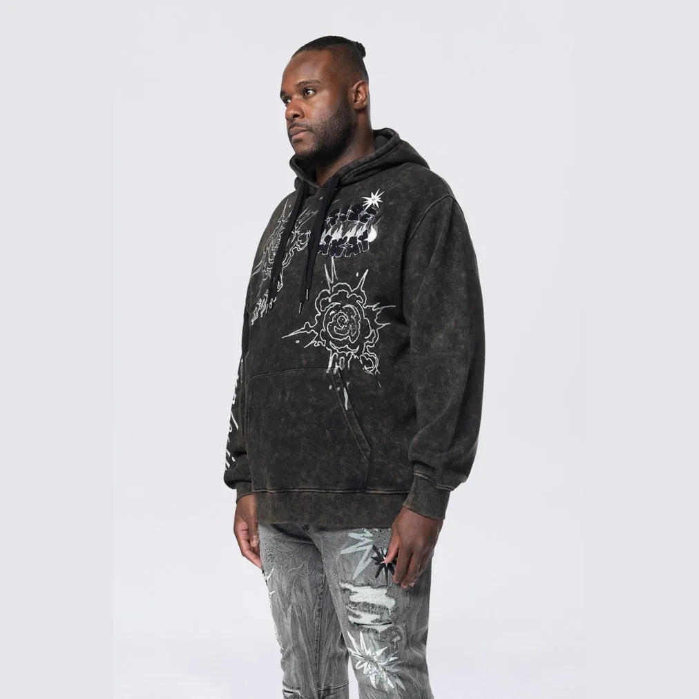 Big and Tall - Rhinestone Dystopia Hoodie - Black