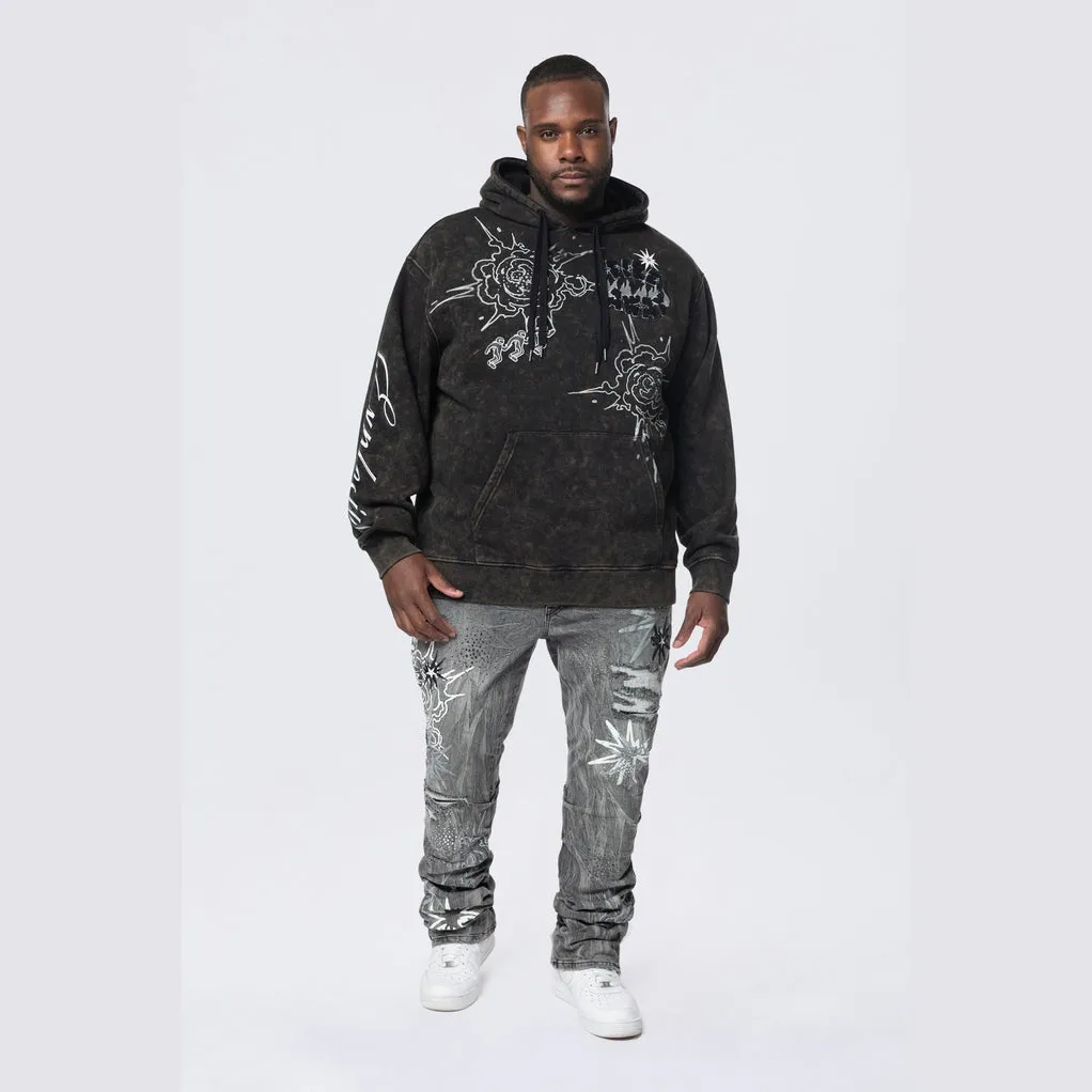 Big and Tall - Rhinestone Dystopia Hoodie - Black