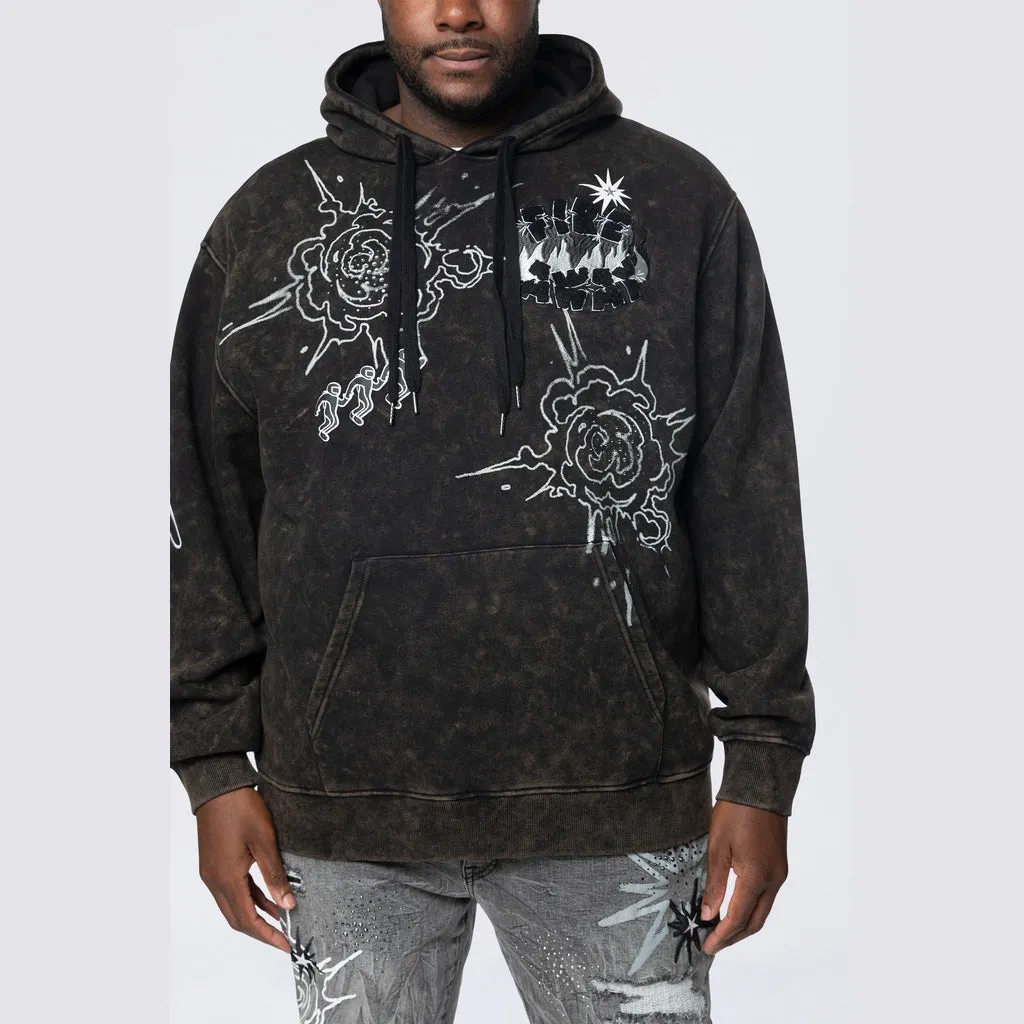 Big and Tall - Rhinestone Dystopia Hoodie - Black