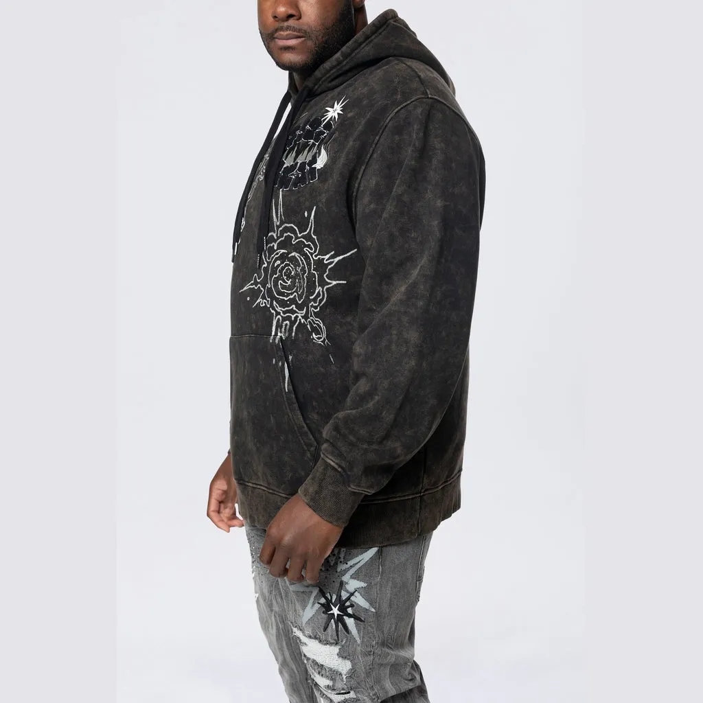 Big and Tall - Rhinestone Dystopia Hoodie - Black