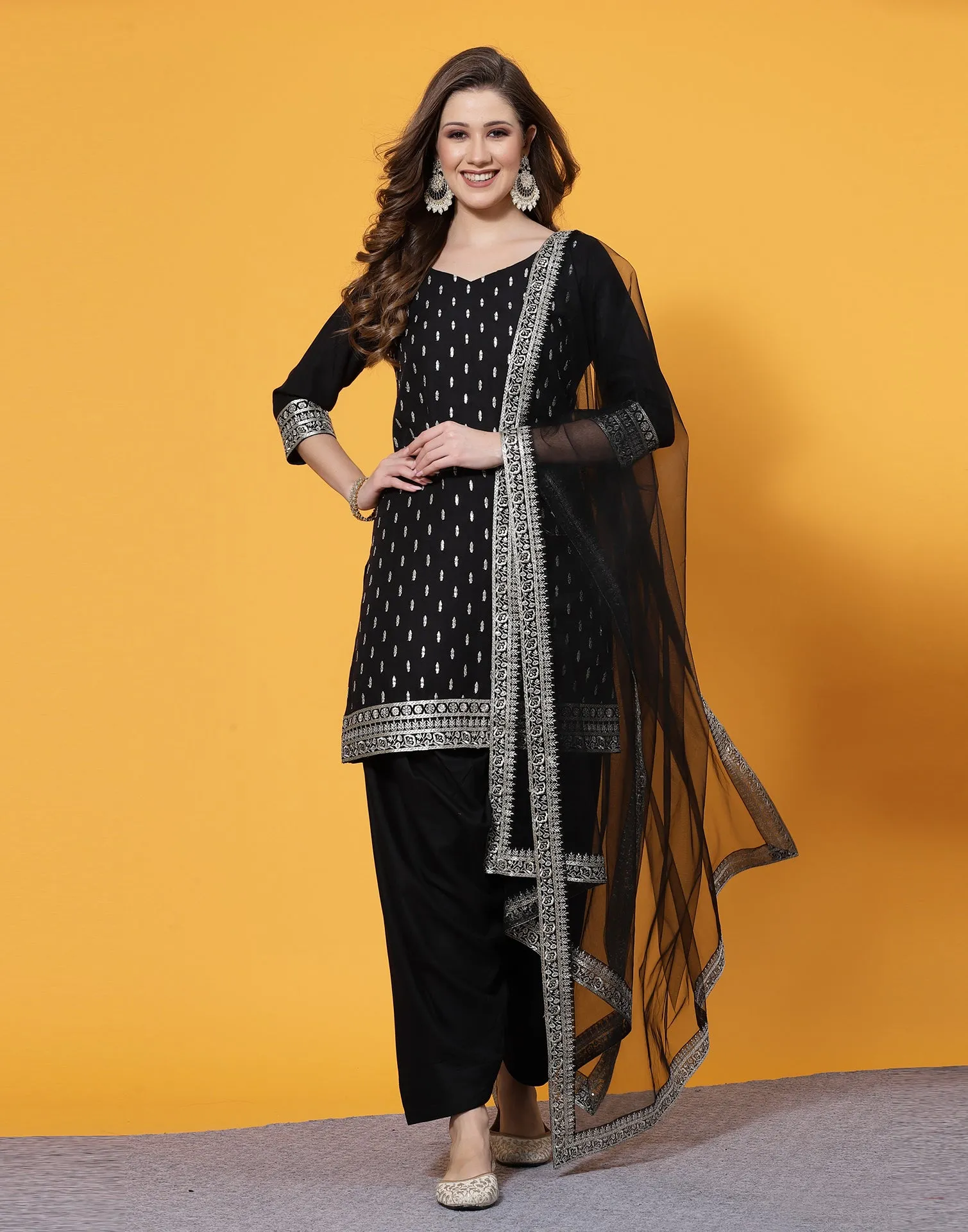 Black Embroidered Punjabi Suit