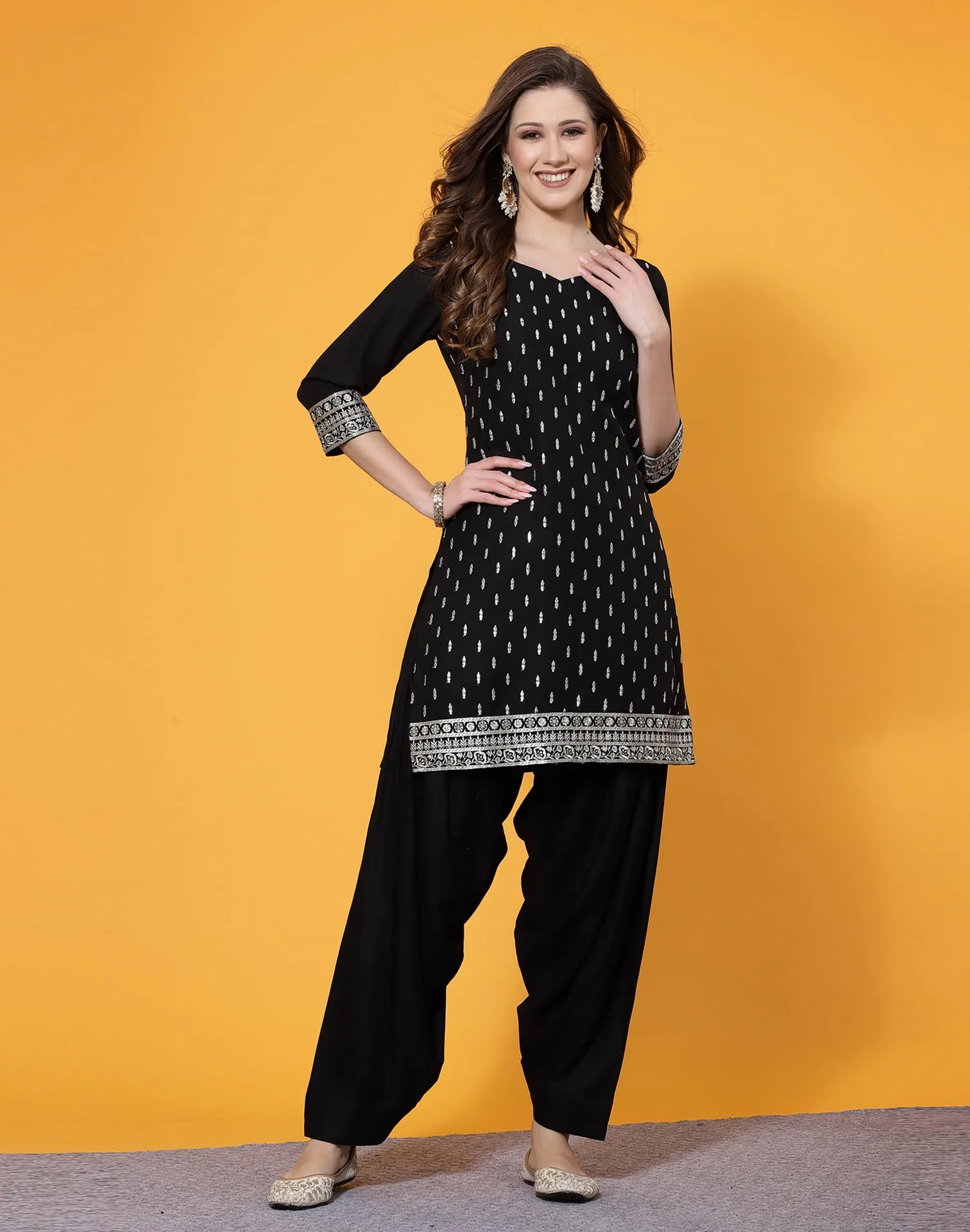 Black Embroidered Punjabi Suit