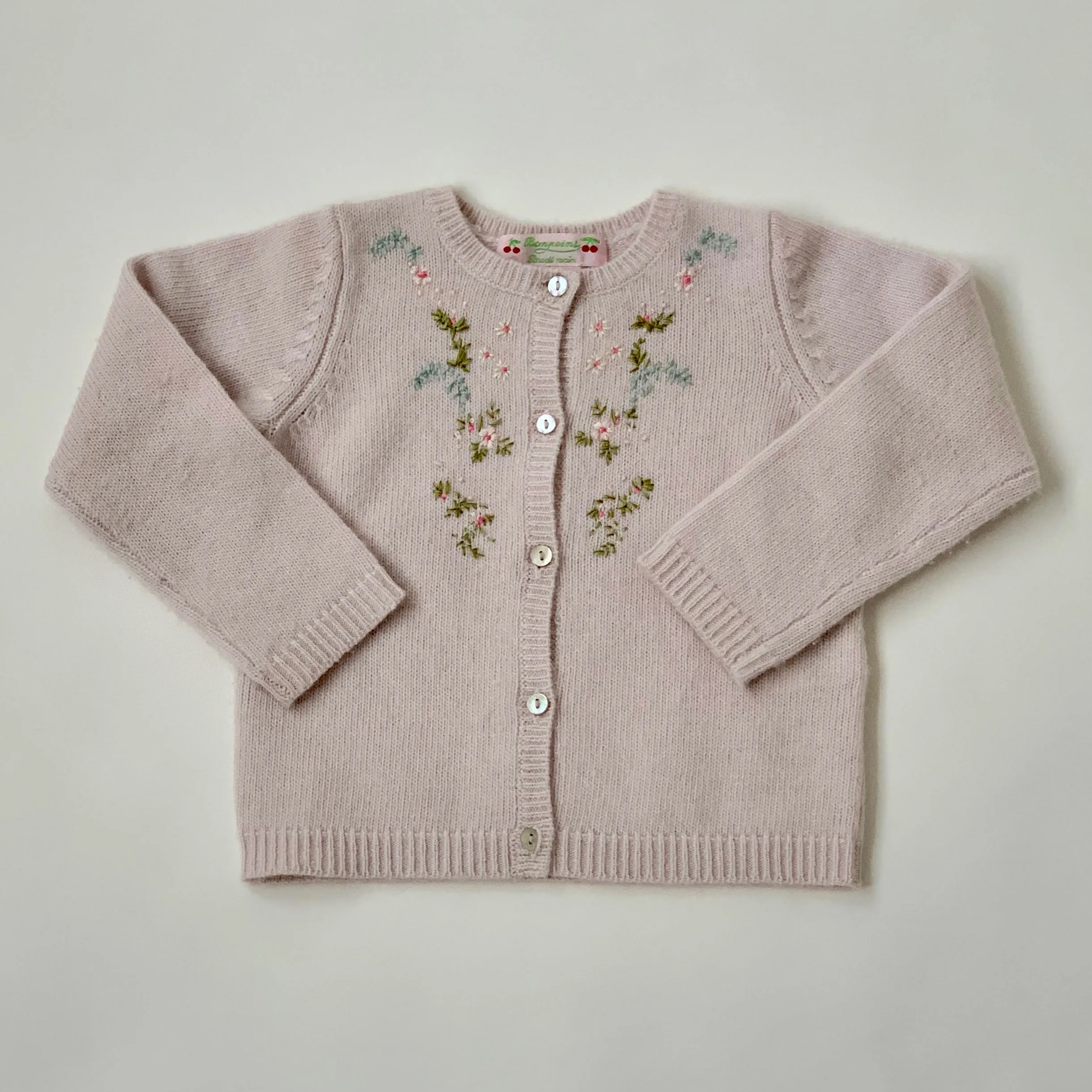 Bonpoint 100% Cashmere Cardigan With Floral Motif: 2 Years