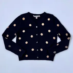 Bonpoint Navy And Bronze Polka Dot Cardigan: 6 Years