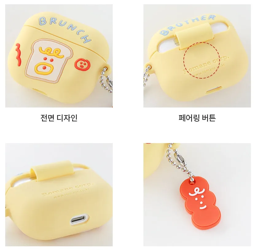 Brunch Toast Characters Airpods3 Cases Accessory Silicon Yellow Pink Keyring Protect Apple Gadget Cute Accessories