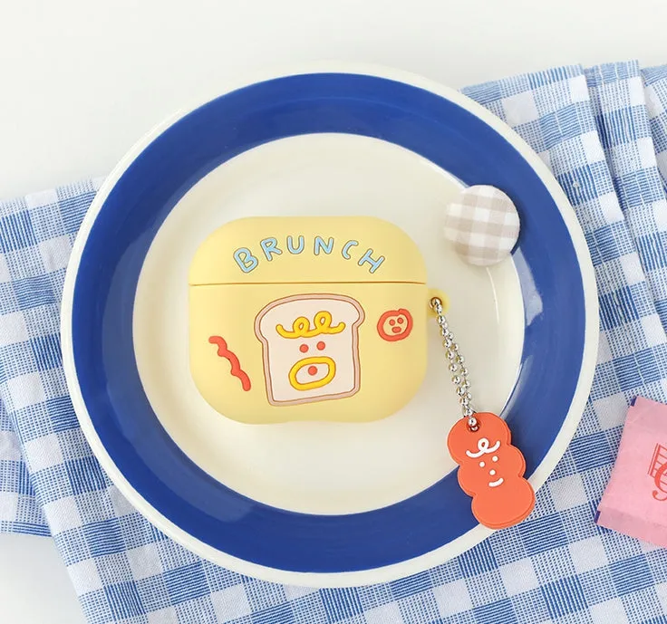 Brunch Toast Characters Airpods3 Cases Accessory Silicon Yellow Pink Keyring Protect Apple Gadget Cute Accessories