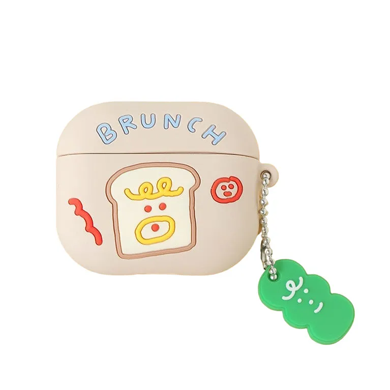 Brunch Toast Characters Airpods3 Cases Accessory Silicon Yellow Pink Keyring Protect Apple Gadget Cute Accessories