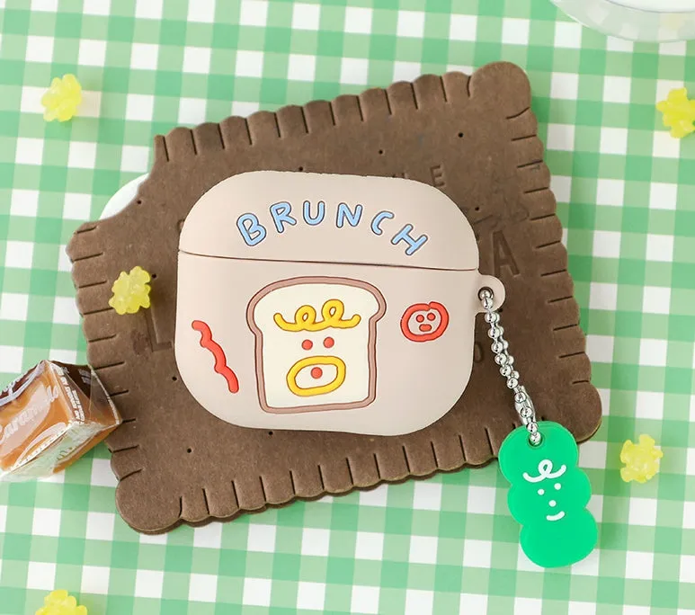 Brunch Toast Characters Airpods3 Cases Accessory Silicon Yellow Pink Keyring Protect Apple Gadget Cute Accessories