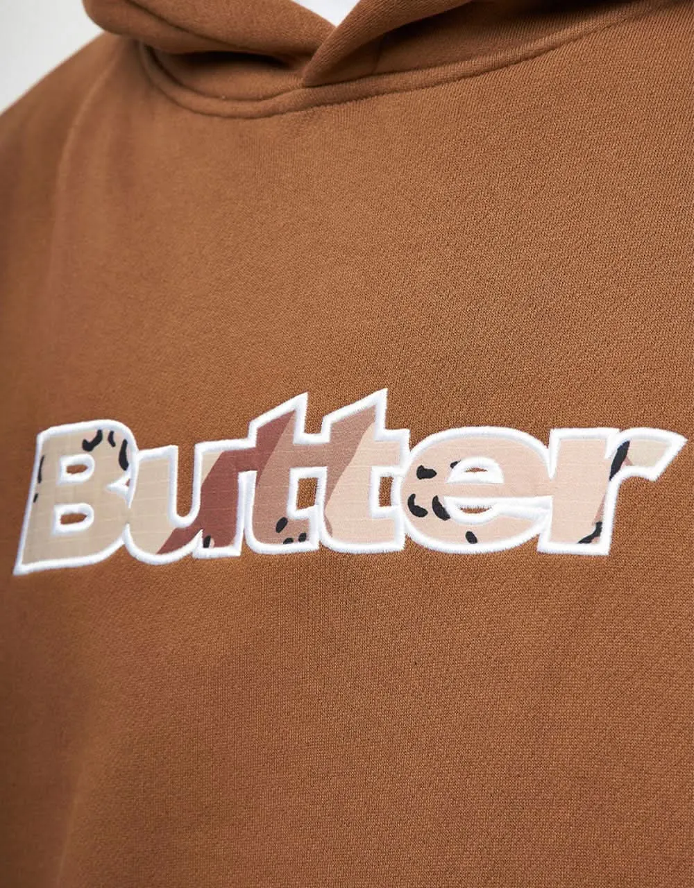 Butter Goods Logo Camo Applique Pullover Hoodie - Brown