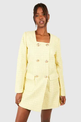 Button Detail Boucle Blazer Dress