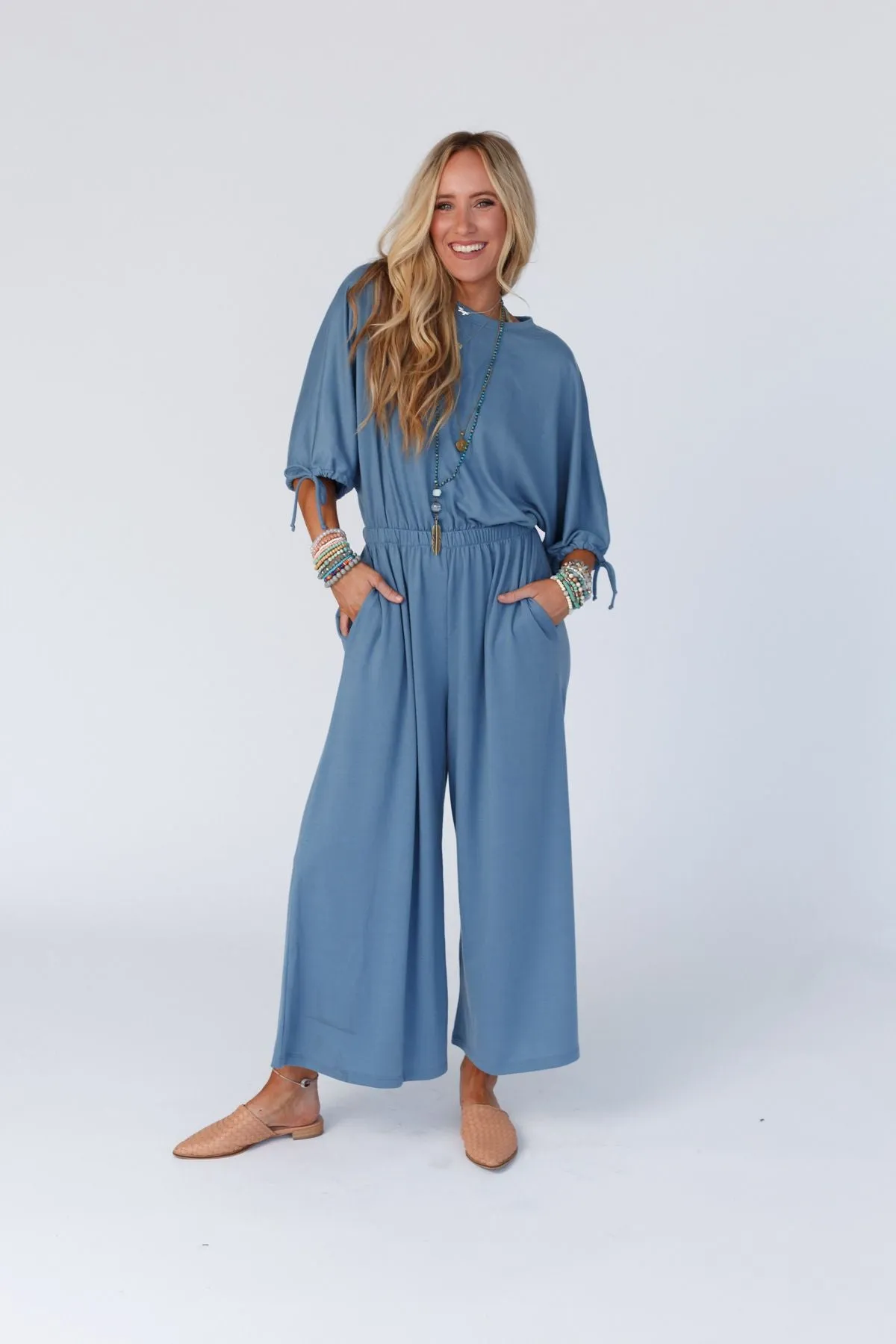 Carolina Comfy Wide Leg Jumpsuit -  Gun Metal