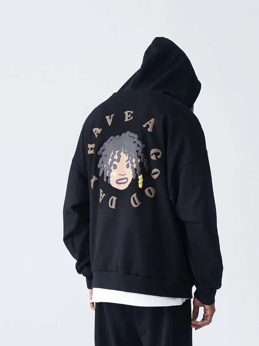 Cartoon Foam Print Hoodie