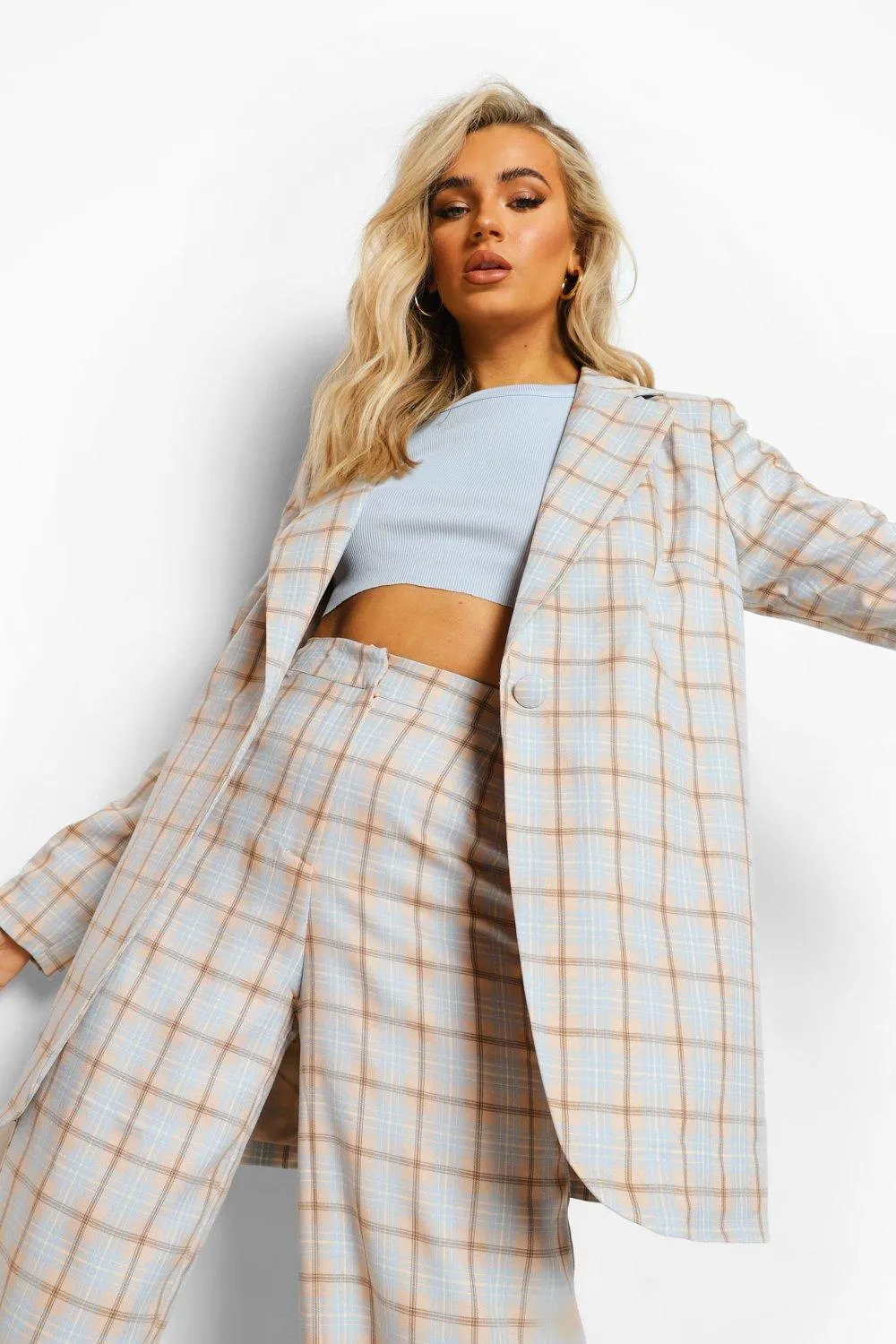 Checked Oversized Blazer