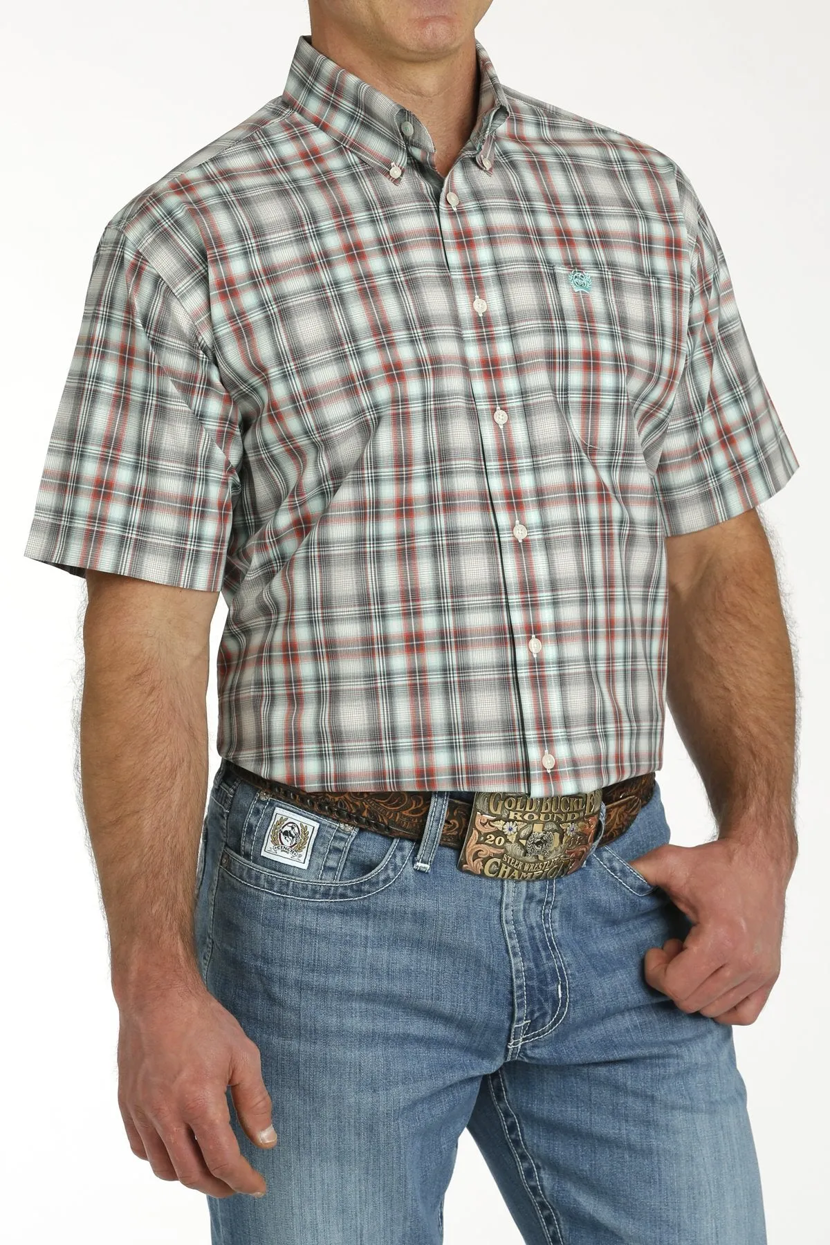 Cinch Men's Charcoal Plaid Top