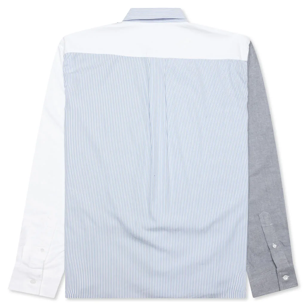 Classic Fit Patchwork Shirt - Light Blue/Grey