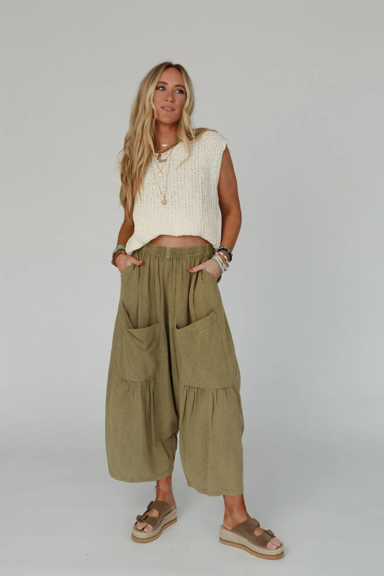 Country Mile Wide Leg Pants - Olive