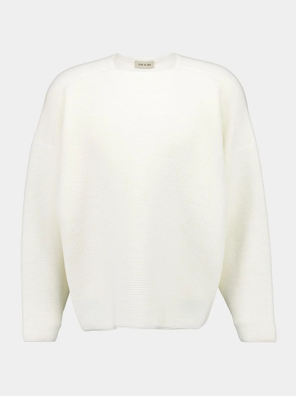 Cream Ottoman Ribbed Straight Neck Sweater