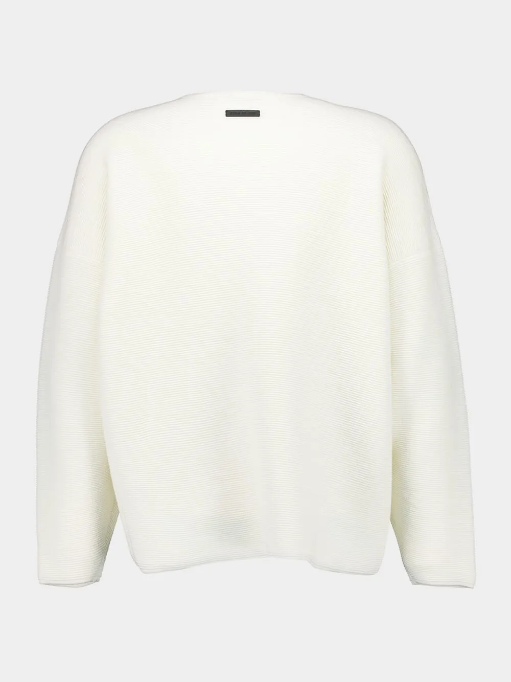 Cream Ottoman Ribbed Straight Neck Sweater