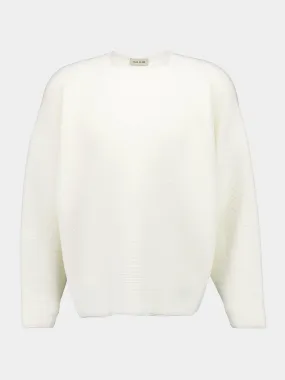 Cream Ottoman Ribbed Straight Neck Sweater